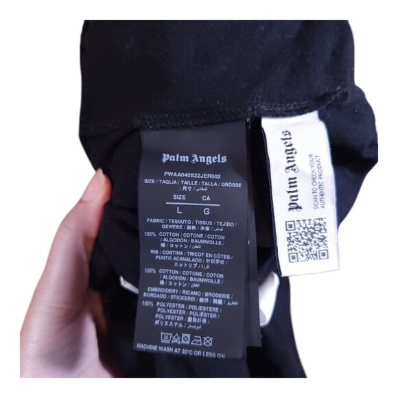 Palm Angels Embroidered Rainbow Logo Cropped Tee in Black Luxury Women's Large - Picture 11 of 11